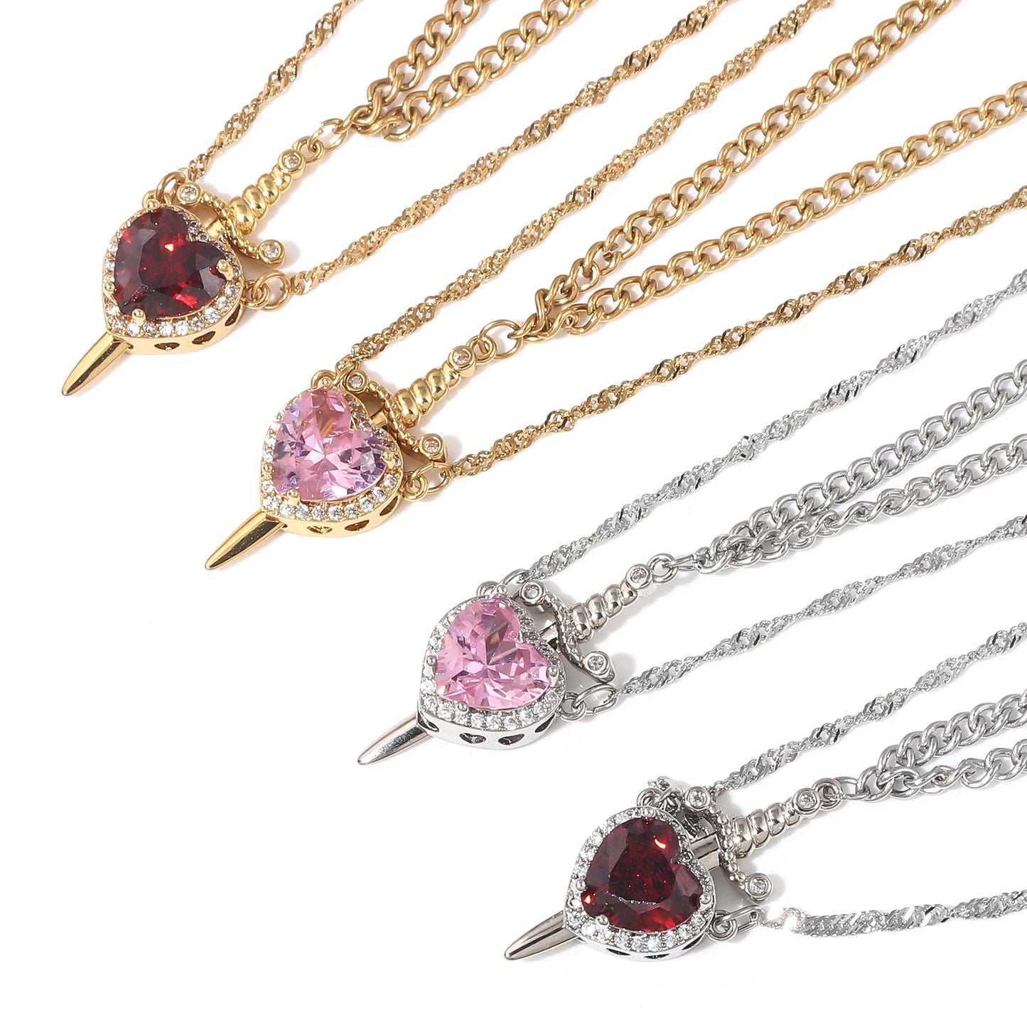 Heart and Sword Couples Necklace