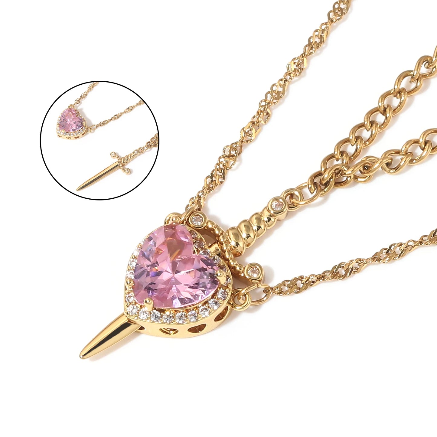 Heart and Sword Couples Necklace