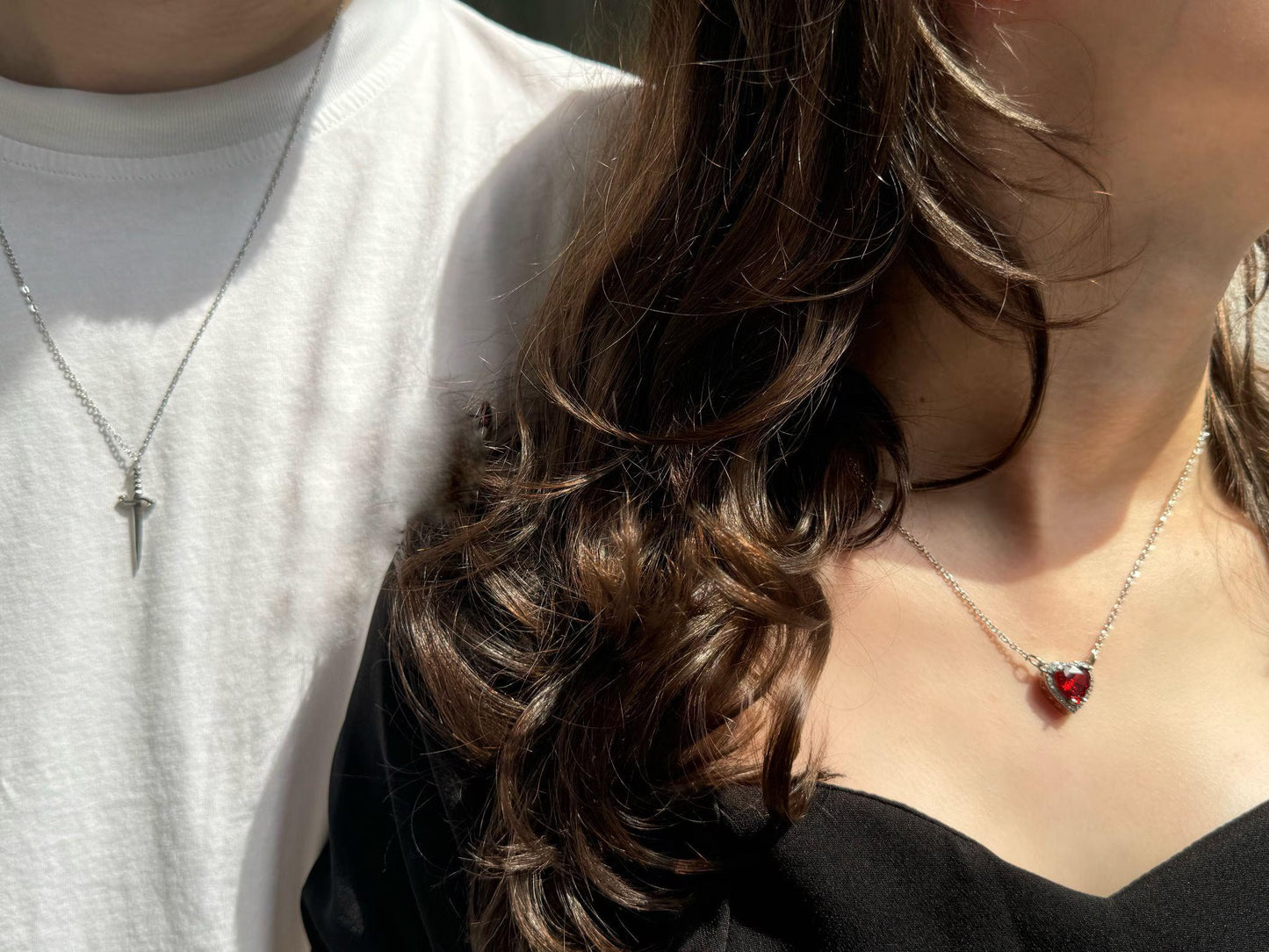Heart and Sword Couples Necklace